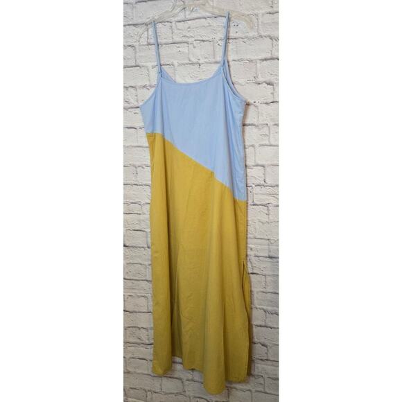 Wishlist blue yellow Colorblock boho midi cotton slip Sundress large. - Picture 6 of 10
